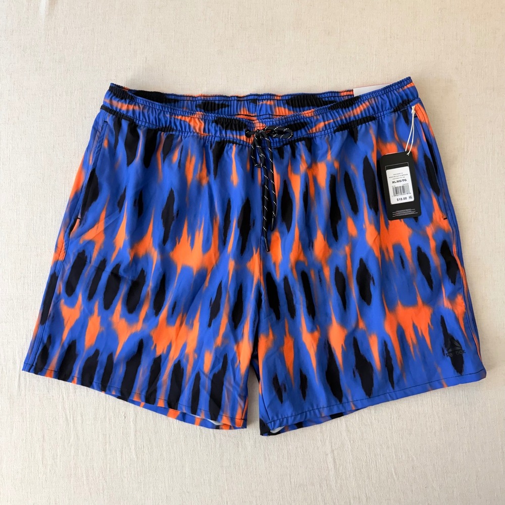 Reebok Swim Trunks Mens XL Blue Orange Tie Dye Print 7" NWT Athletic Beach